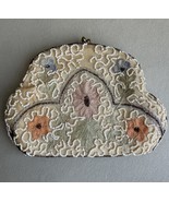 Vintage 30s French Hand-Made Beaded Silk Clutch Purse Nude Flower - $1,644.19 MXN