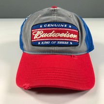 Budweiser Snapback Hat Blue Red Gray Curved Brim Dad King of Beers Logo - $13.99