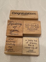 Stampin&#39; Up Set of 5 Rubber Stamps Lot Congrats Thanks Thinking Of You Kindness - £3.73 GBP