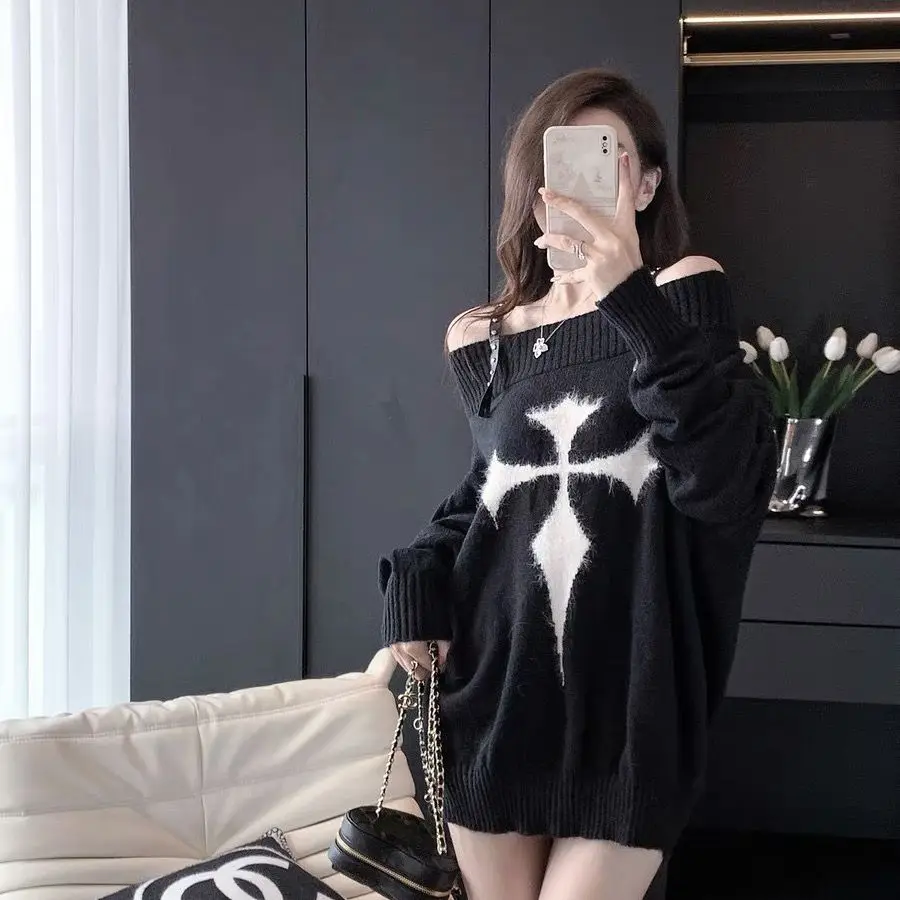 Oversized Pullovers  s Y2K Tops Clothes Harajuku Streetwear Off  Jumper ... - $132.82