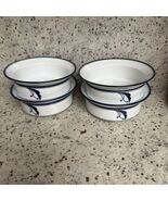 Dansk Bistro Flora 4pc Rim  Bowl White Blue Stripes Pre Owned. RARE ITEM - $1,266.11 MXN