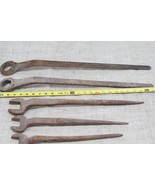 6 VERY LARGE WRENCHES TOOLS RAILROAD LOCOMATIVE TOOL LOT VINTAGE RUSTED ... - $341.13 CAD