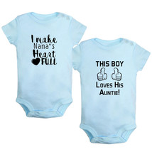 This Boy Loves His Auntie Newborn Romper Baby Bodysuit Infant Jumpsuit Pack of 2 - £14.52 GBP