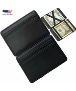 Business Credit Card Leather Wallet Elastic Band 2 Folders Money Slim St... - £4.64 GBP+