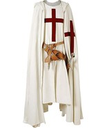 Medieval Tunic Templar Knight Halloween Costume Hooded Cap Cloak Renaiss... - $99.99