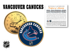 Vancouver Canucks Nhl Hockey 24K Gold Plated Canadian Quarter Coin * Licensed * - £6.81 GBP