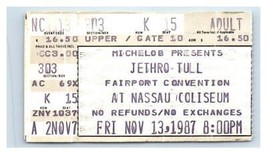 Jethro Tull Concerto Ticket Stub Novembre 13 1987 Uniondale di New York - £32.13 GBP