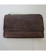 Vintage Fossil Classic Soft Brown Lamb Distressed Leather Clutch Wallet ... - $29.77 CAD