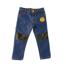 Apple Bottom Jeans Girls Toddler 3T Jeans Gold Apple Leather Knee patch ... - $17.81