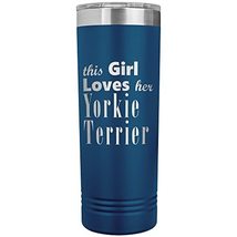 Yorkie Terrier - 22oz Insulated Skinny Tumbler - Blue - £25.95 GBP