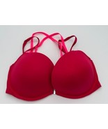 Victorias Secret Dream Angels Padded Demi Bra 34DD Cherry Red Strappy Un... - $24.57 CAD