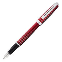 Cross Prelude Fountain Pen with Engraved Lines (Red) - Medium - $96.19