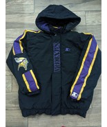 Vintage Starter Pro Line Minnesota Vikings Coat size LARGE L jacket Puff... - £97.77 GBP