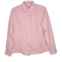 Riders Womens Blouse Size L Button Front Long Sleeve Collared Pink Stripe - £10.33 GBP