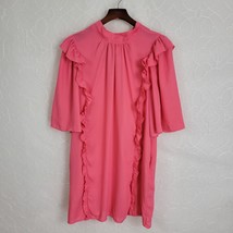 Ny Company Womens Blouse Size Medium Pink Ruffle Crewneck Half Sleeves - £14.29 GBP