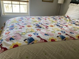 Vintage 60s  Child&#39;s Girl&#39;s Bedspread Coverlet. Sears. Pippi toy lion pink dog - £14.01 GBP