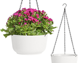 Hanging Planters for Indoor Outdoor Plants, 10 Inch 2 Pack White Self Wa... - £34.26 GBP