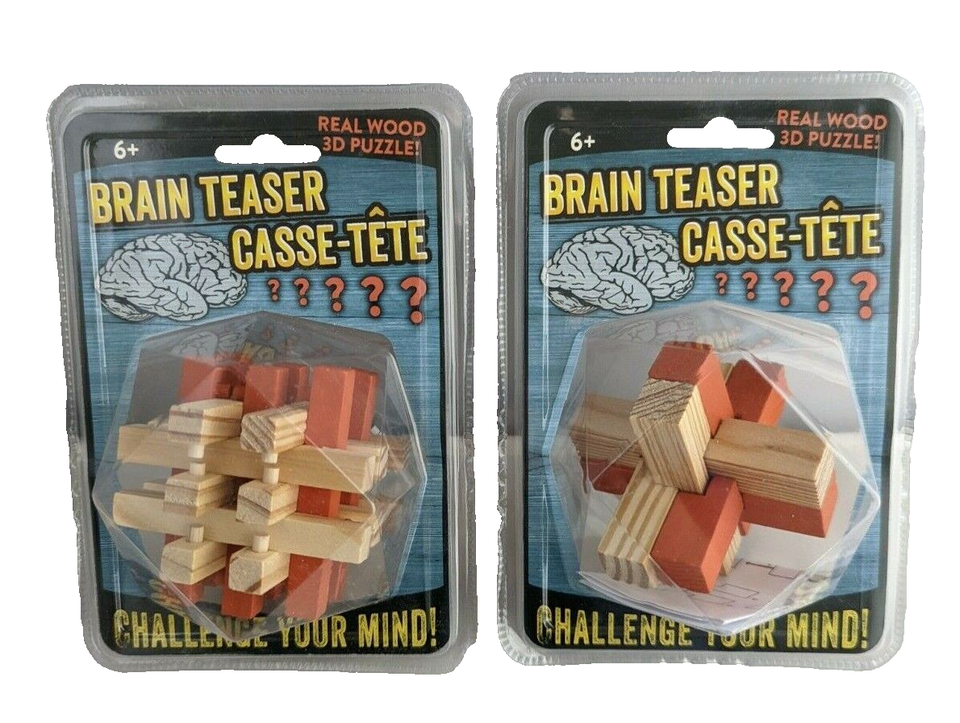 Brain Teaser Real Wood 3D Puzzles - $4.00
