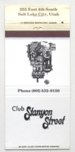 Club Stanyon Street - Salt Lake City, Utah Restaurant? 30 Strike Matchbook Cover - £1.57 GBP