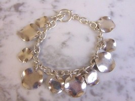 Womens Vintage Estate Sterling Silver Charm Bracelet 25.2g E4581 - £63.61 GBP