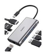 Aukey 8-in-1 USB C Hub with 4K HDMI, Gigabit Ethernet Port - Silver - $68.37 CAD