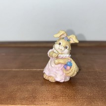 Russ Berrie 14002 Easter Bunny Rabbit Egg Basket 2.5&quot; Resin Figurine - $10.95