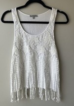 Charlotte Russe Vintage Fringe Crop Top Tank White Size Small - £13.32 GBP