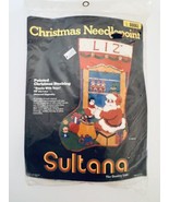 Sultana Christmas Needlepoint Painted Stocking Santa with Toys Sealed No... - $21.66