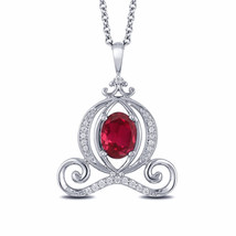 8x6mm Ovale Rubis Labo Diamant Synthétique Cendrillon Calèche Pendentif 14K Or - £79.46 GBP