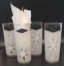 VTG (4) Atomic MCM Christmas Kitsch Frosted White Snowflake Black White ... - $29.02