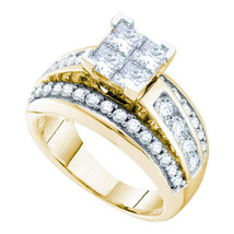 14k Yellow Gold Princess Diamond Elevated Cluster Bridal Engagement Ring 2 Cttw - £2,956.81 GBP