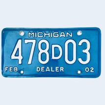 2002 United States Michigan Base Dealer License Plate 478D03 - £13.15 GBP