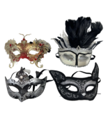 Lot of 4 Ball Masks Mardi Gras Bling Crystal Rhinestone Venetian Party Prom - $992.53 MXN