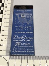 Rare Front Strike Matchbook Cover  Dan Jones Motor Court  Jacksonville, FL  gmg - £9.25 GBP