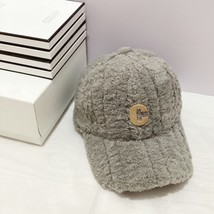 Casual Warm Lamb Wool Baseball Cap Female Face Small Autumn And Winter Metal C L - £12.16 GBP