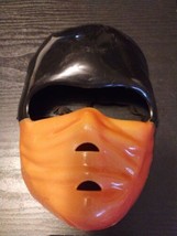 Vintage Halloween Rubies Plastic Mask Black Orange Ninja Costume Mask Adjustable - £8.65 GBP
