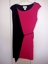 North Style Ladies Sleeveless Knit Wrap Look BLACK/HOT Pink DRESS-8-WORN Once - £11.00 GBP