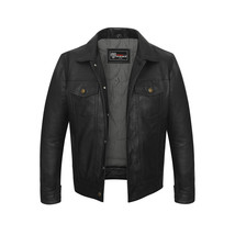 Vance Leathers&#39; Men&#39;s Black Motorcycle Trucker Leather Jacket - €149,73 EUR