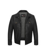 Vance Leathers&#39; Men&#39;s Black Motorcycle Trucker Leather Jacket - $236.42 CAD