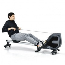 Folding Magnetic Rowing Machine with Monitor Aluminum Rail 8 Adjustable Resista - £241.51 GBP