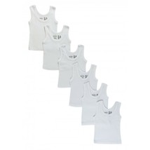 Baby Tank Top Sleeveless Shirt White Cotton Rib Knit 6-Pack Infant Size NB,S,M,L - £13.53 GBP