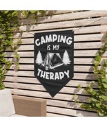 Custom Pennant Banner: Camping is my Therapy, Vintage Outdoor Print, Whi... - £38.08 GBP+