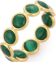 18k Solid Yellow Gold and Malachite Eternity Band Ring  - £219.63 GBP