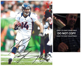 Brandon Stokley signed Denver Broncos football 8x10 photo Proof COA autographed - £58.21 GBP