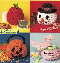 Vintage McCall&#39;s Holiday Rag Q-Hook Centerpieces Ornaments Crochet Patterns - $12.99