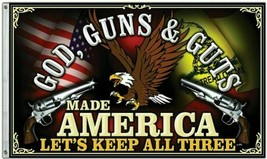 Trump God, Guns, and Guts Made America Eagle 2nd Amendment Flag Banner 3'x5' - $29.69