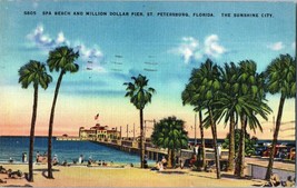 Spa Beach and Million Dollar Pier St Petersburg Florida Postcard Posted 1947 - £11.69 GBP