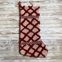 Balsam &amp; Fir Red Patchwork Country Chic Fringe Christmas Stocking 22” - £30.48 GBP