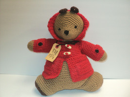 Vintage 1975 Hand Crocheted Paddington Bear Darkest Peru to London 12 1/2&quot; High - £35.08 GBP