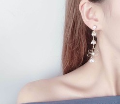 [Jewelry] Anime Flower Dangle Drop Crystal Cute Earring for Woman Gift Party - £8.71 GBP